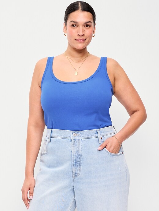 Image number 7 showing, First-Layer Ribbed Scoop-Neck Tank Top