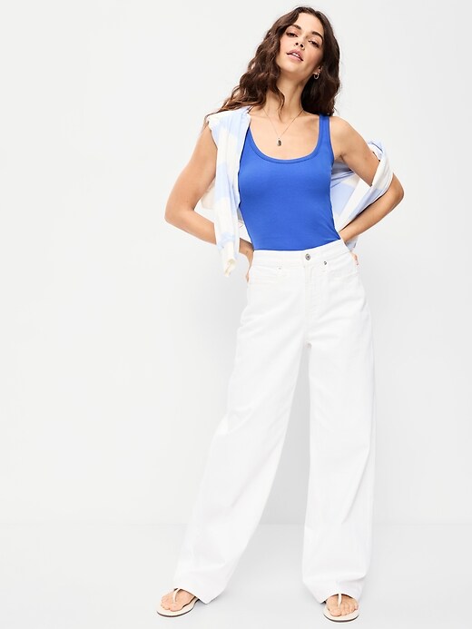 Image number 3 showing, First-Layer Ribbed Scoop-Neck Tank Top