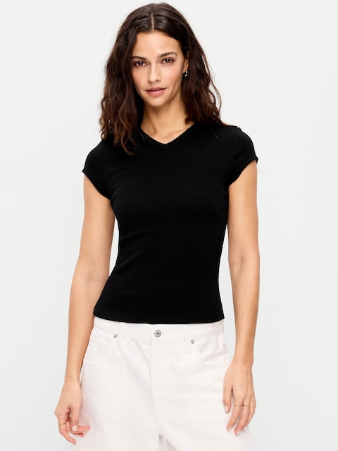 Snug V-Neck Crop T-Shirt