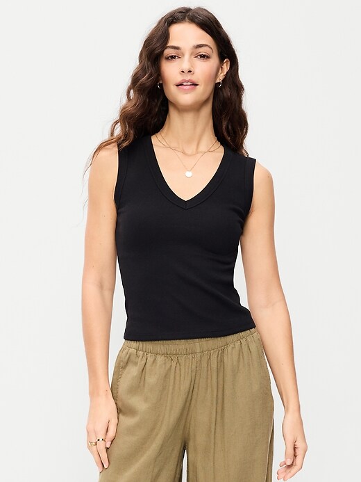 Image number 1 showing, Snug Crop V-Neck Tank Top