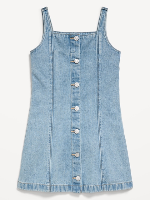ROBE AJUSTÉE ET ÉVASÉE EN DENIM À MANCHES LONGUES ET DEVANT BOUTONNÉ POUR FILLE