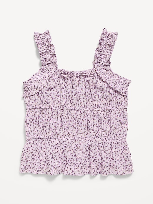 Image number 2 showing, Printed Sleeveless Ruffled Top for Girls