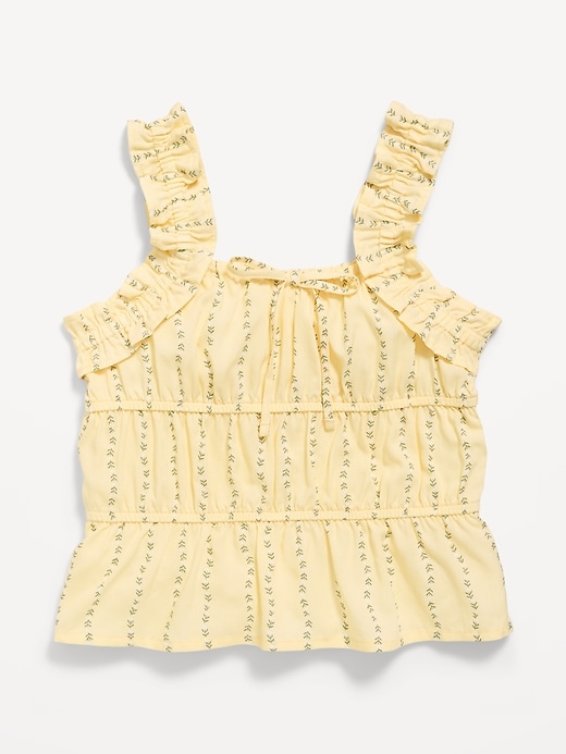 Image number 1 showing, Printed Sleeveless Ruffled Top for Girls