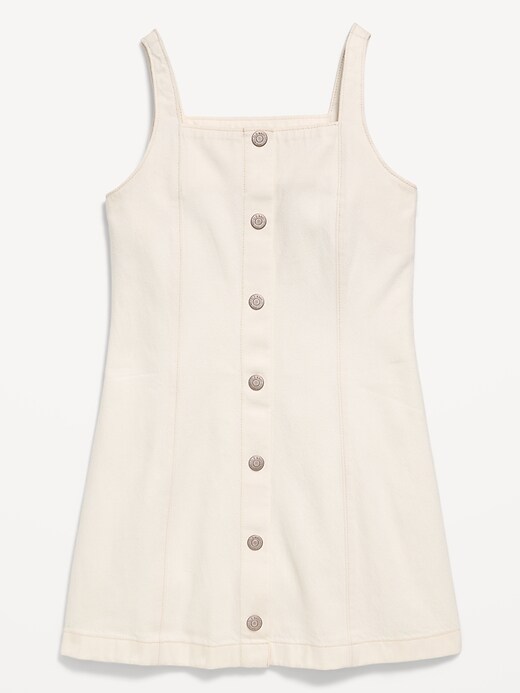 L'image numéro 1 présente Robe ajustée et évasée en denim à manches longues et devant boutonné pour fille