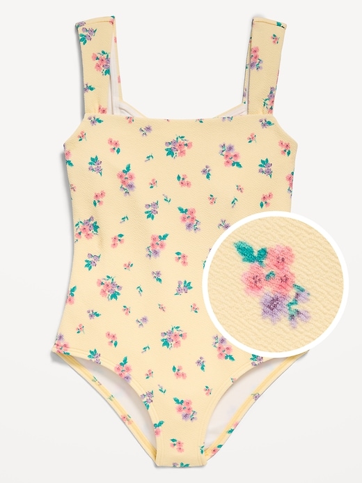 Image number 1 showing, Printed Cross-Back One-Piece Swimsuit for Girls