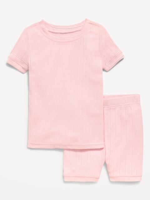 Snug-Fit Pointelle-Knit Pajama Set for Toddler & Baby