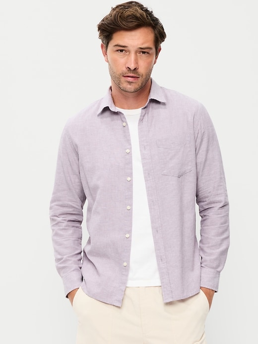 Image number 1 showing, Classic Fit Linen-Blend Shirt