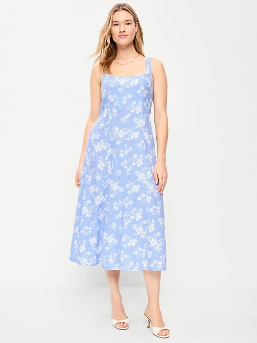 Image number 7 showing, Fit & Flare Sleeveless Linen-Blend Midi Dress