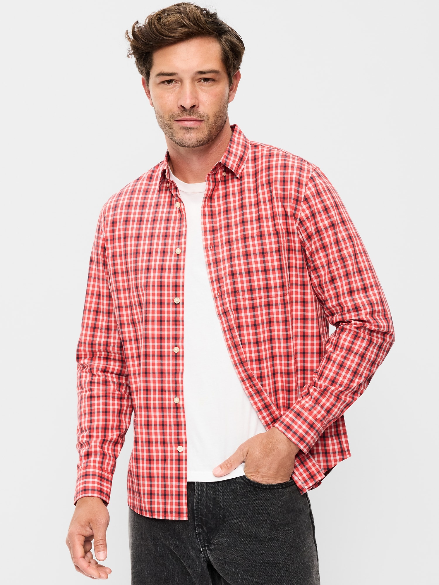 Classic Fit Everyday Plaid Poplin Shirt