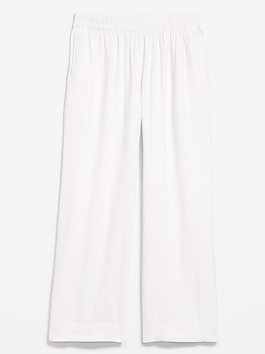 Image number 1 showing, High-Waisted Linen-Blend Wide-Leg Pants
