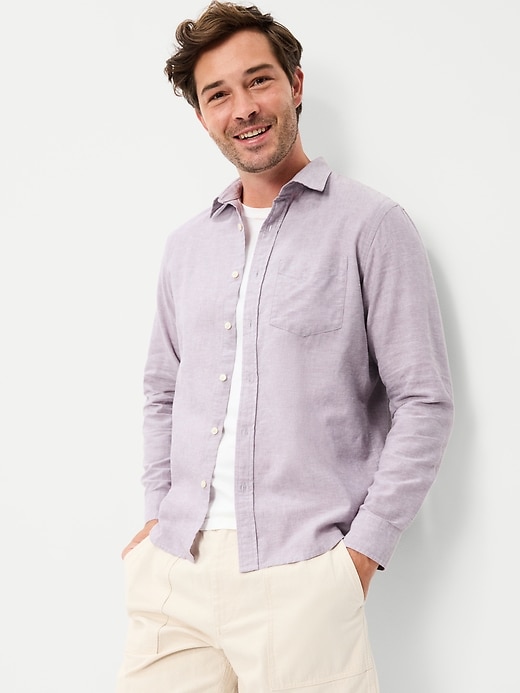 Image number 3 showing, Classic Fit Linen-Blend Shirt