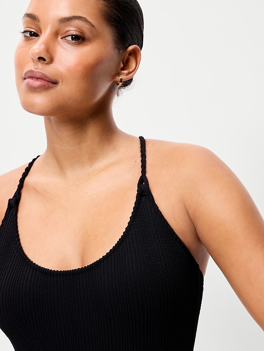 Image number 3 showing, Ribbed Braided-Strap One-Piece Swimsuit