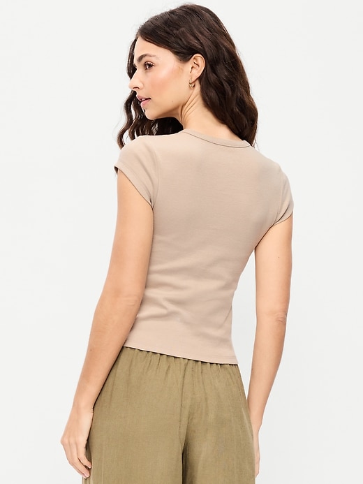 Image number 2 showing, Snug V-Neck Crop T-Shirt