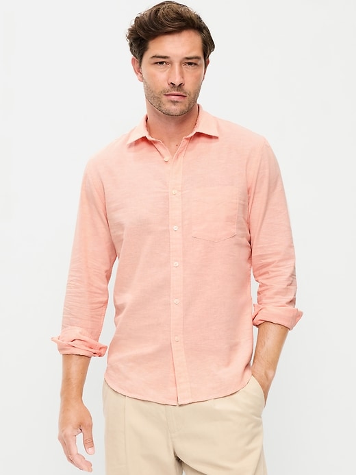 Image number 1 showing, Classic Fit Linen-Blend Shirt