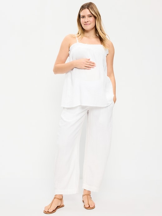 Image number 1 showing, Maternity Rollover-Waist Barrel Leg Ankle Pants