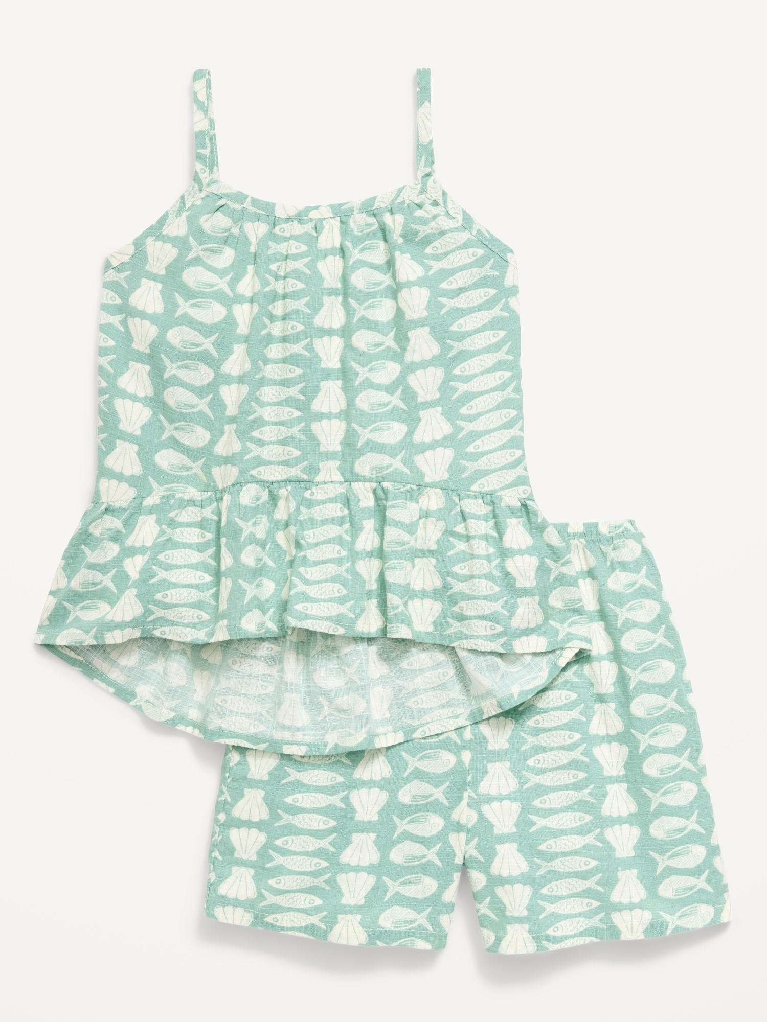 Printed Sleeveless Top and Shorts Set for Toddler Girls