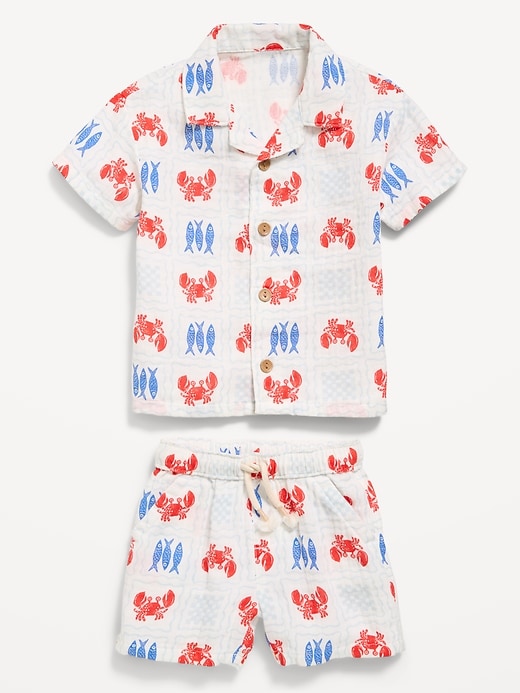 Image number 2 showing, Printed Double-Weave Shirt and Shorts Set for Baby