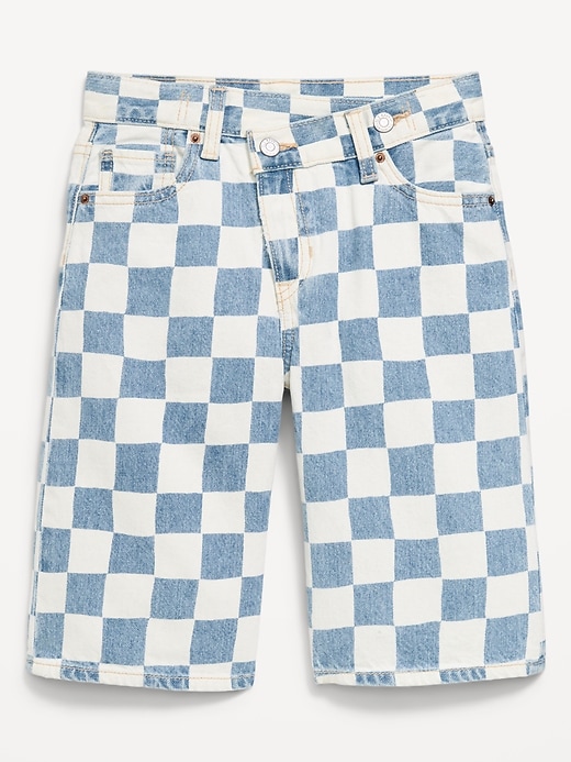 Image number 4 showing, Printed Baggy Crossover Jean Shorts for Girls