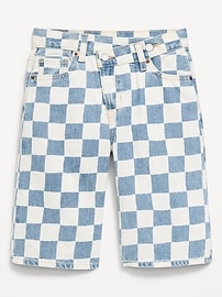 Image number 4 showing, Printed Baggy Crossover Jean Shorts for Girls