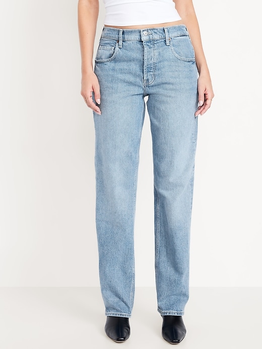 Image number 2 showing, Low-Rise Slouchy Straight Jeans