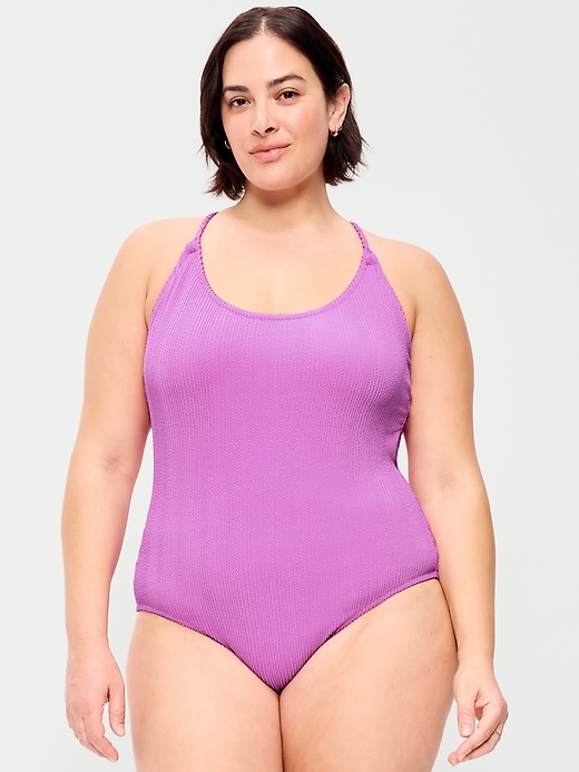 Image number 7 showing, Ribbed Braided-Strap One-Piece Swimsuit