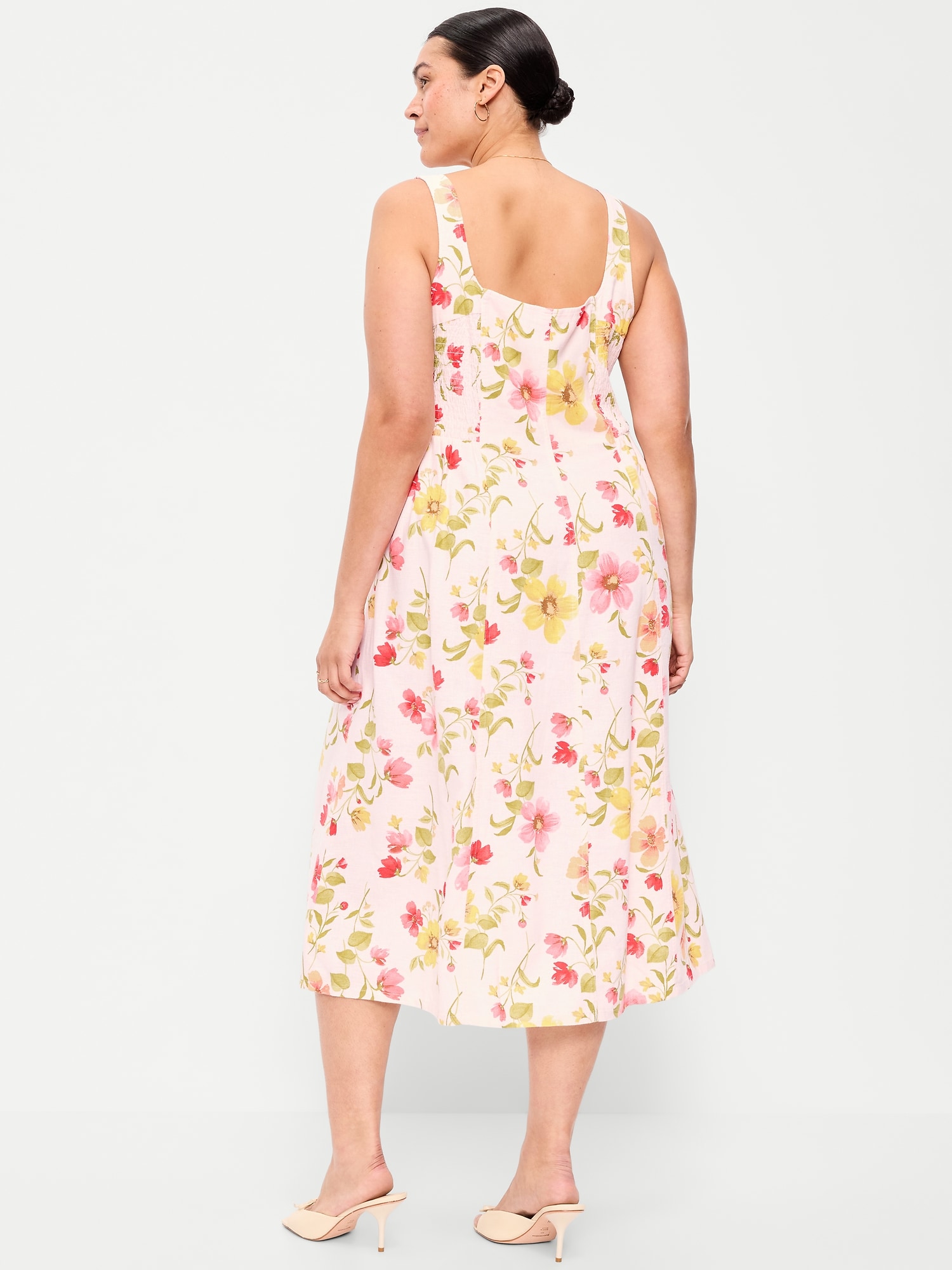 knee length dresses for ladies Fit & Flare Sleeveless Linen-Blend Midi Dress