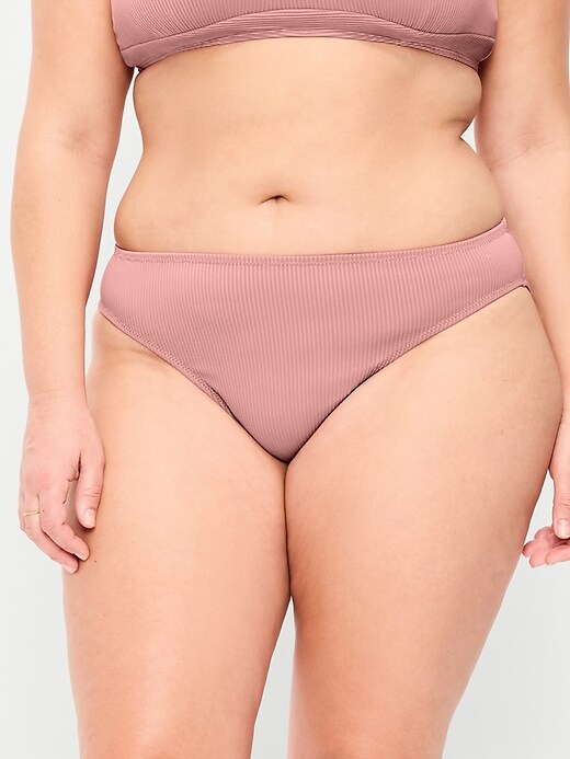Image number 7 showing, Ribbed Mid-Rise Bikini Swim Bottoms