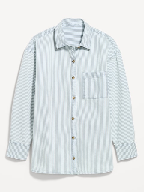 Oversized Boyfriend Button-Down Jean Shirt