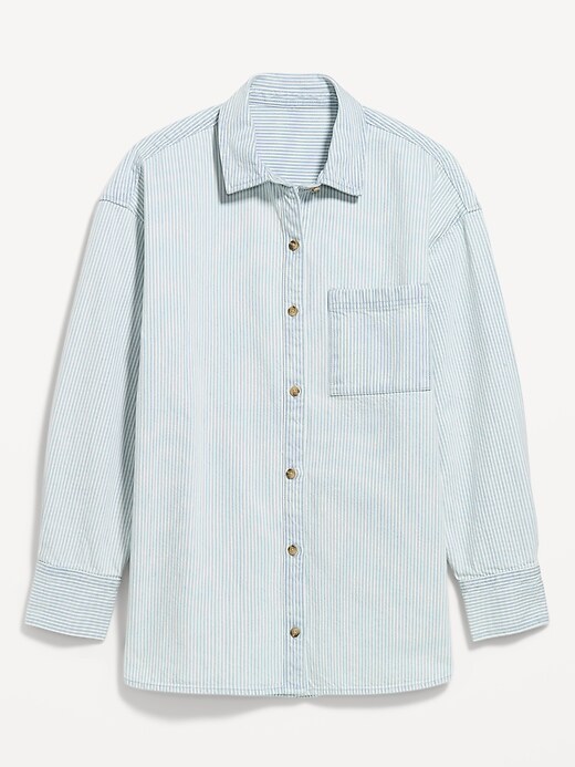 Image number 9 showing, Oversized Boyfriend Button-Down Jean Shirt