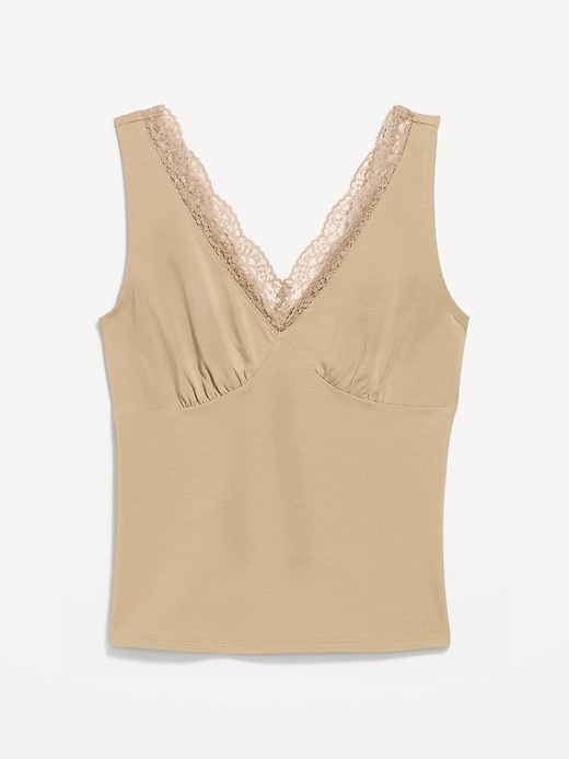 Image number 5 showing, Sleeveless Lace-Trim V-Neck Ribbed Top