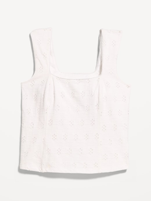 Image number 5 showing, Seamed-Bodice Eyelet Tank Top
