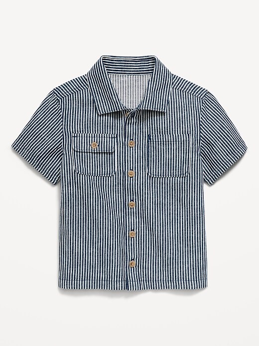 L'image numéro 2 présente Chemise utilitaire rayée à manches courtes pour tout-petit
