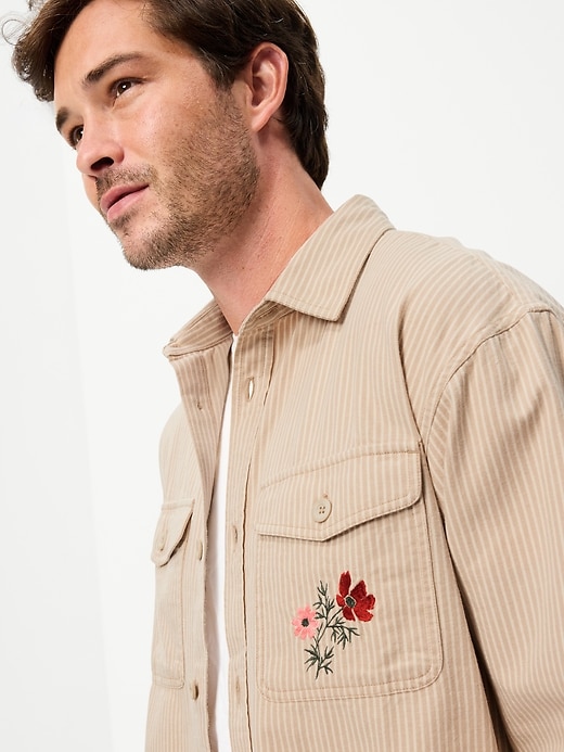 Image number 3 showing, Oversized Canvas Embroidered Workwear Shirt