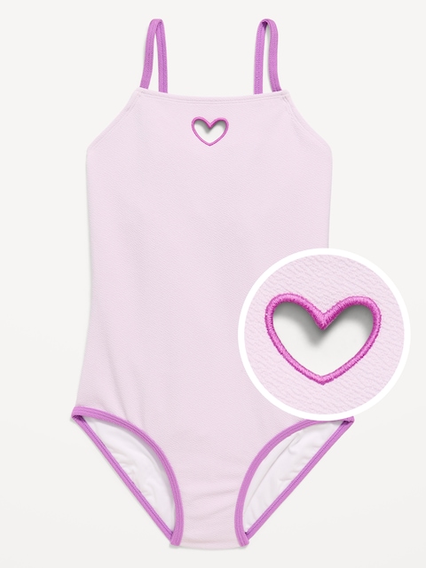 Heart Cutout One-Piece Swimsuit for Girls