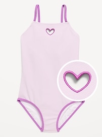 Image number 1 showing, Heart Cutout One-Piece Swimsuit for Girls