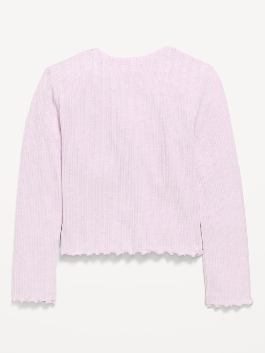 Image number 3 showing, Pointelle-Knit V-Neck Cardigan for Girls