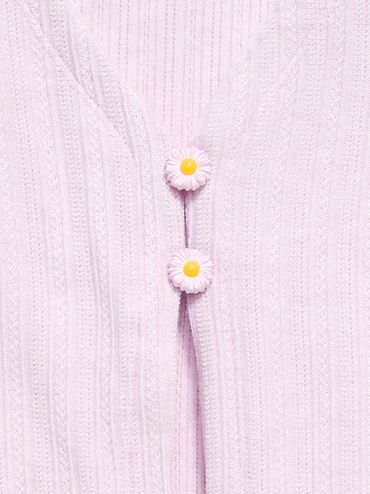Image number 4 showing, Pointelle-Knit V-Neck Cardigan for Girls