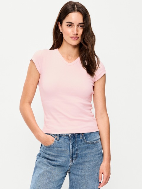 Snug V-Neck Crop T-Shirt