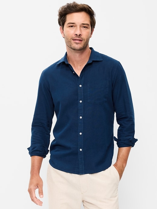 Image number 1 showing, Classic Fit Linen-Blend Shirt