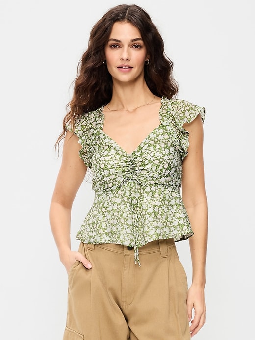 Image number 1 showing, Flutter-Sleeve Fit & Flare Top