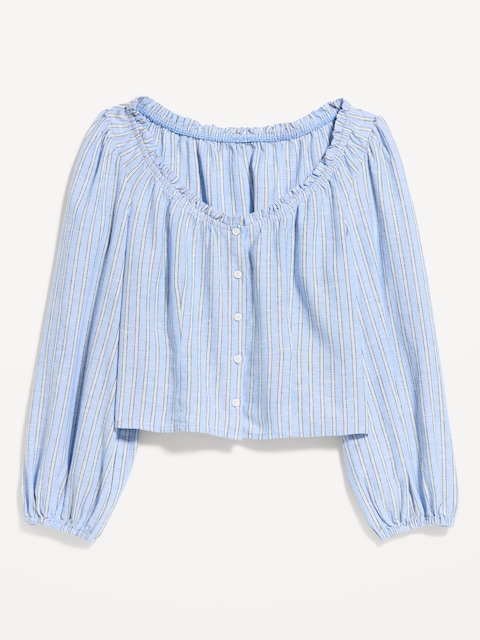 Long-Sleeve Button-Down Top