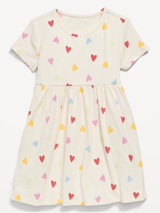 L'image numéro 1 présente Robe côtelée à manches courtes et à imprimé pour toute-petite fille