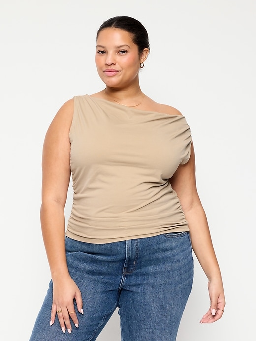 Image number 6 showing, Slit-Neck Ruched Top