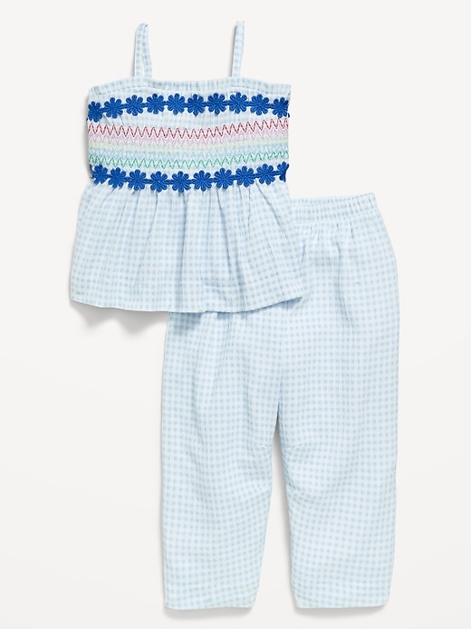 Image number 2 showing, Sleeveless Smocked Crinkle Top and Pants Set for Toddler Girls