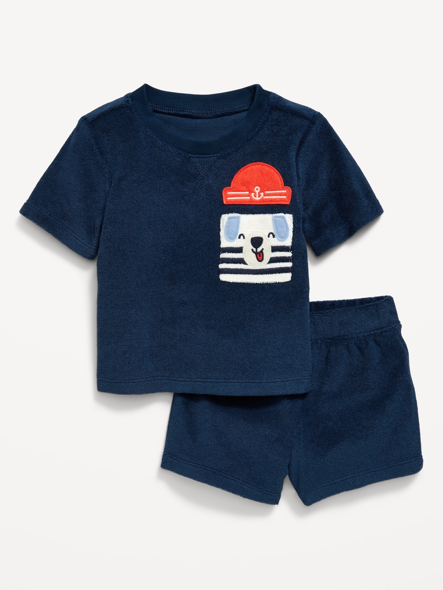 Short-Sleeve Terry Pocket Top and Shorts Set for Baby