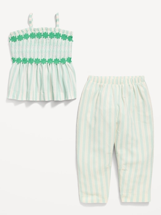 L'image numéro 2 présente Ensemble pantalon et haut froissé à smocks sans manches pour toute-petite