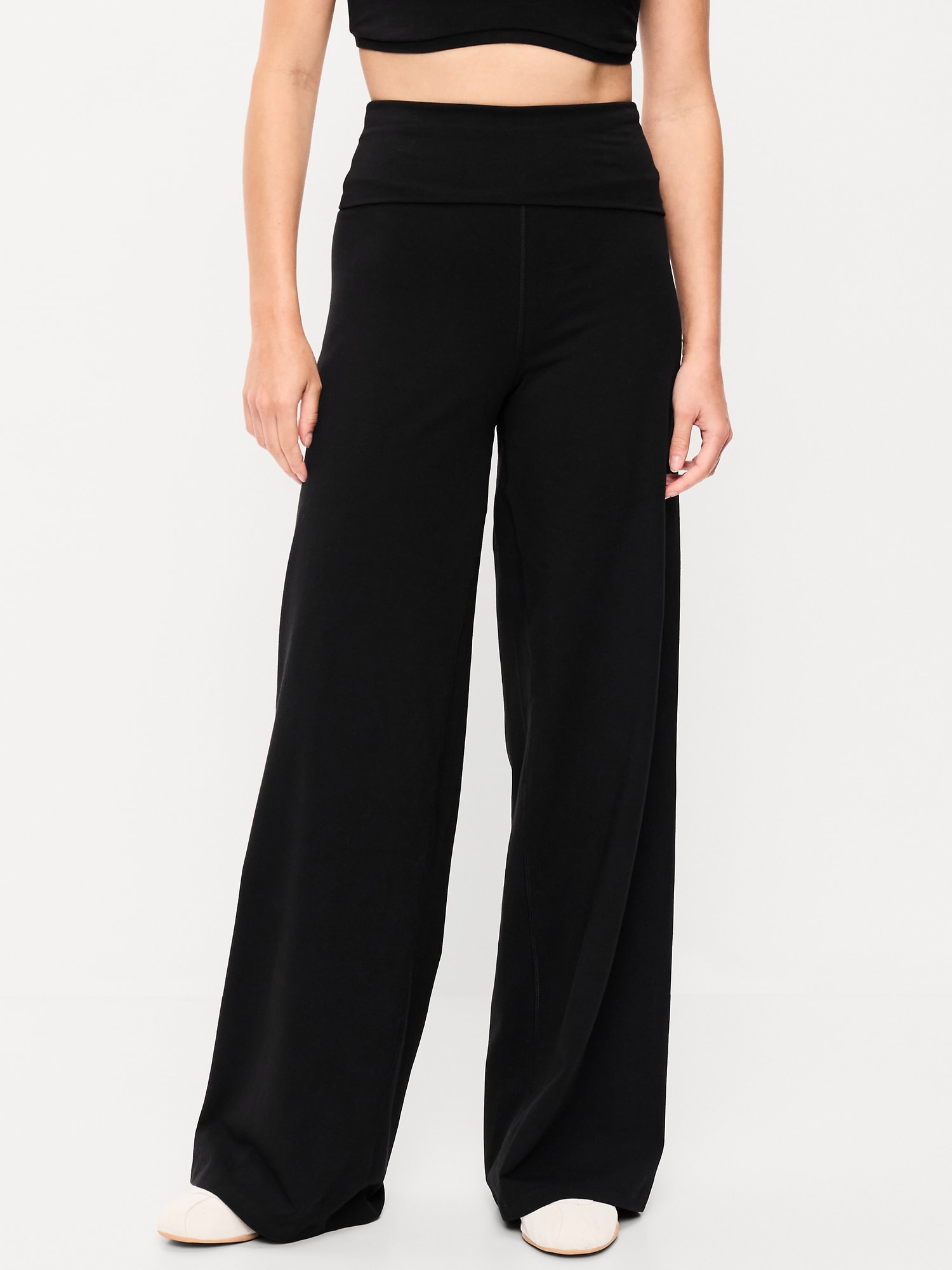 High-Waisted PowerChill Fold-Over Wide-Leg Pants