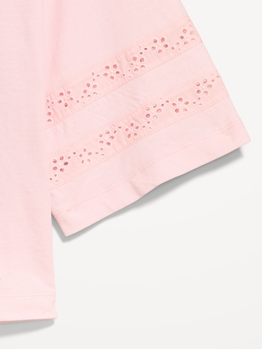 Image number 4 showing, Vintage Crew-Neck Cropped Lace-Trim T-Shirt