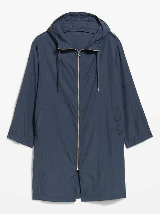 Image number 1 showing, Loose-Fit Hooded Trench Coat