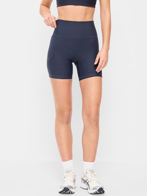 Extra-High Waisted PowerSoft Boundless Pocket Biker Shorts-- 6-inch inseam - No Front Seam